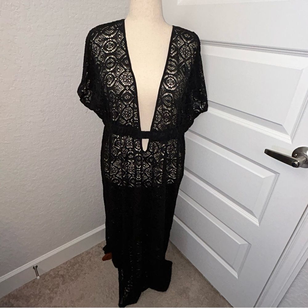 Club Z Collection Low Front Short Sleeve Maxi Coverup Dress